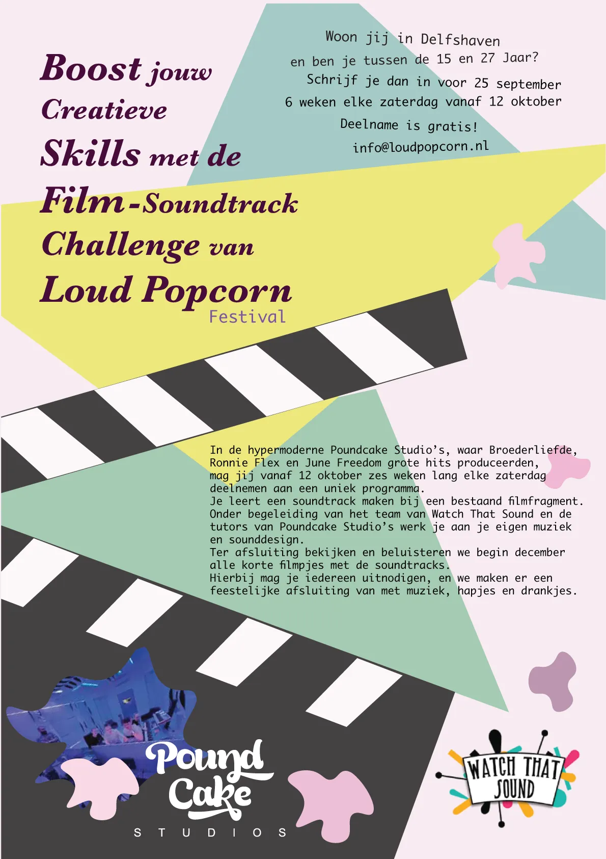 Achterkant flyer Film-Soundtrack Challenge van Loud Popcorn